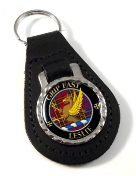 Leslie Scottish Clan Leather Key Fob
