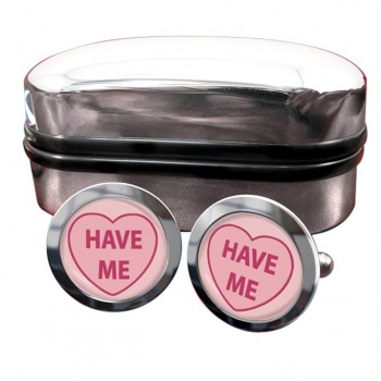 Love Heart Have Me Round Cufflinks