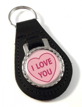 Love Heart I Love You Leather Key Fob