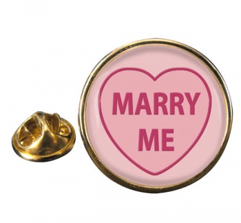 Love Heart Marry Me Round Pin Badge