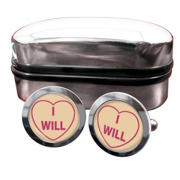 Love Heart I Will Round Cufflinks