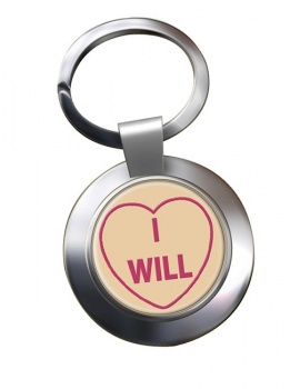 Love Heart I Will Chrome Key Ring