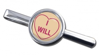 Love Heart I Will Round Tie Clip