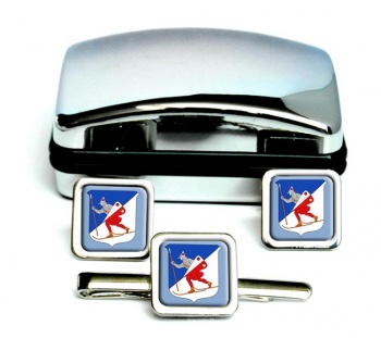 Lillehammer (Norway) Square Cufflink and Tie Clip Set