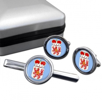 Limburg (Belgium) Round Cufflink and Tie Clip Set
