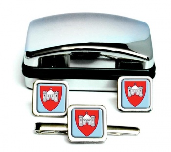 Limerick City (Ireland) Square Cufflink and Tie Clip Set