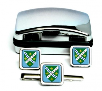 Lincolnshire (England) Square Cufflink and Tie Clip Set