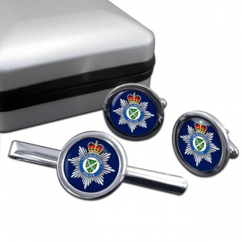 Lincolnshire Police Round Cufflink and Tie Clip Set