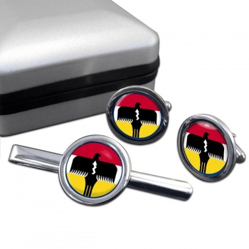 Lipan Apache Nation (Tribe) Round Cufflink and Tie Clip Set