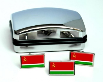 Lithuanian Soviet Flag Cufflink and Tie Pin Set