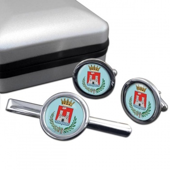 Livorno (Italy) Round Cufflink and Tie Clip Set