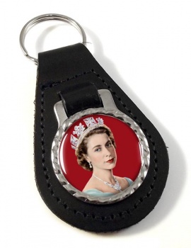 Young Queen Elizabeth II Leather Key Fob