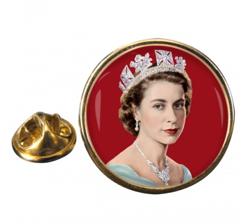 Young Queen Elizabeth II Round Pin Badge