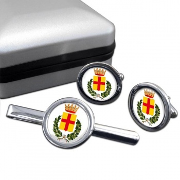 Lodi (Italy) Round Cufflink and Tie Clip Set