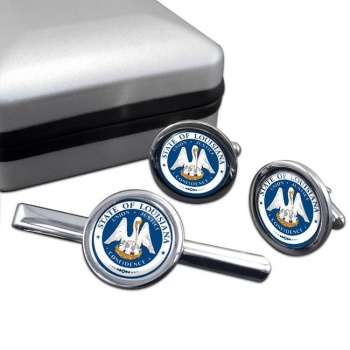 Louisiana Round Cufflink and Tie Clip Set