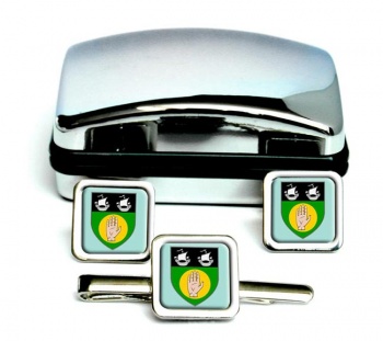 County Louth (Ireland) Square Cufflink and Tie Clip Set