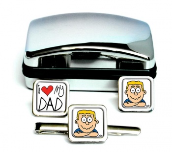I Love My Dad Square Cufflink and Tie Clip Set