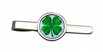 Lucky Four Leaf Clover Round Tie Clip