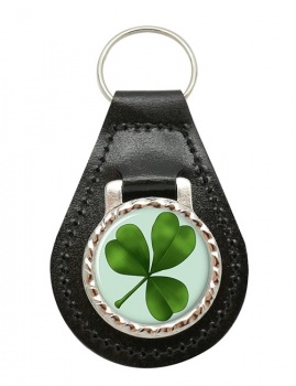 Lucky Irish Shamrock Leather Key Fob