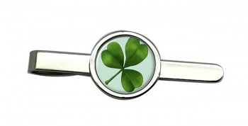 Lucky Irish Shamrock Round Tie Clip