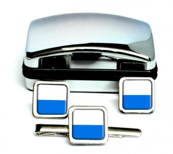 Lucerne (Switzerland) Square Cufflink and Tie Clip Set