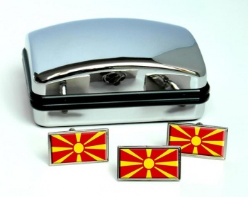 Macedonia Flag Cufflink and Tie Pin Set