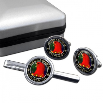 MacNeacail Scottish Clan Round Cufflink and Tie Clip Set