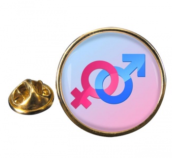 Mars and Venus Male and Female Love Match Round Pin Badge