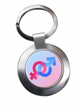 Mars and Venus Male and Female Love Match Chrome Key Ring