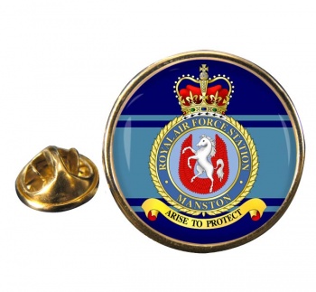 RAF Station Manston Round Pin Badge