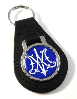 Monogram of Mother Mary Leather Key Fob