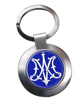 Monogram of Mother Mary Leather Chrome Key Ring