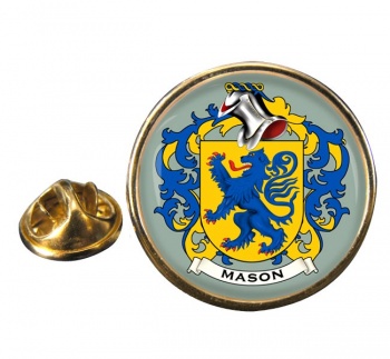 Mason Coat of Arms Round Pin Badge