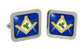 Irish Masons Masonic Square Cufflinks in Chrome Box