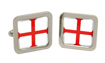 Knights Templar Cross Square Cufflinks in Chrome Box