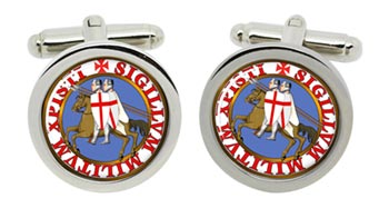 Knights Templar Seal Cufflinks in Chrome Box