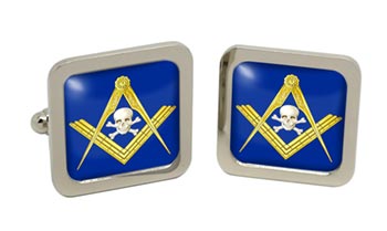 Masonic Skull Square Cufflinks in Chrome Box