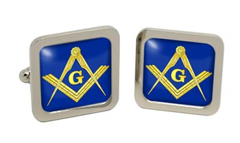 Masonic Square and Compasses Square Cufflinks in Chrome Box
