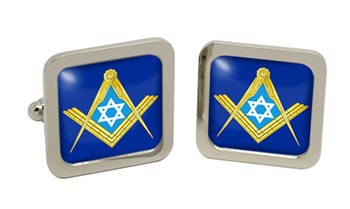 Masonic Star of David Square Cufflinks in Chrome Box