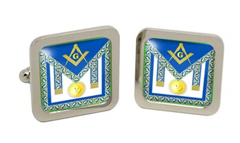 Masonic Apron Symbol Square Cufflinks in Chrome Box