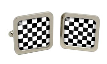 Masonic Chequered Floor King Solomonﾒs Temple Square Cufflinks in Chrome Box