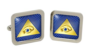 Masonic Eye of Providence (All Seeing Eye) Square Cufflinks in Chrome Box