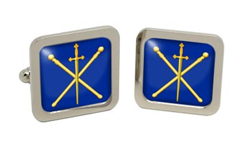 Masonic Lodge Master of Ceremonies Square Cufflinks in Chrome Box