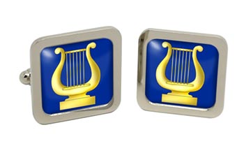 Masonic Lodge Organist Square Cufflinks in Chrome Box