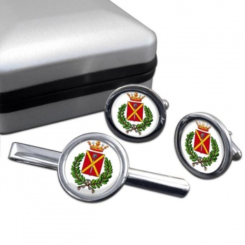 Massa (Italy) Round Cufflink and Tie Clip Set