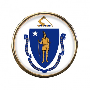 Massachusetts Round Pin Badge