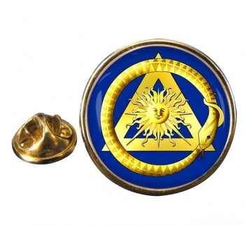 Masonic serpent Round Pin Badge