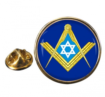 Masonic Star of David Round Pin Badge