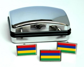 Mauritius Maurice Flag Cufflink and Tie Pin Set