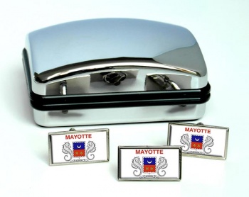 Mayotte Flag Cufflink and Tie Pin Set